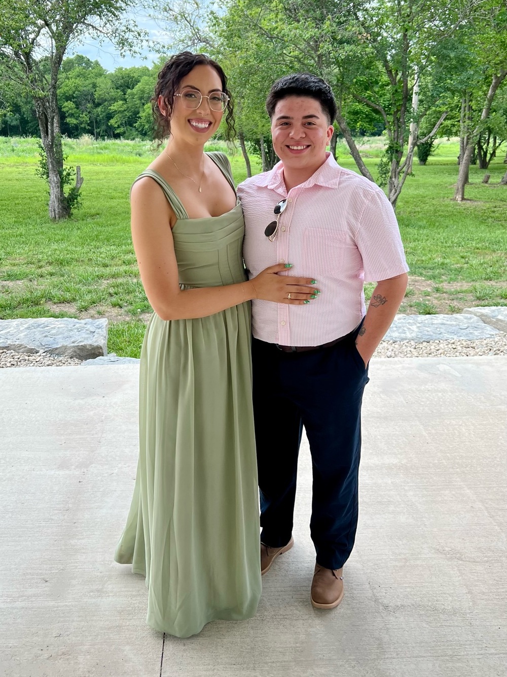 Azazie Barbie pistachio bridesmaids dress